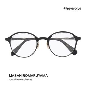 MASAHIROMARUYAMA round frame glasses, Black acetate/titanium gold-tone h…